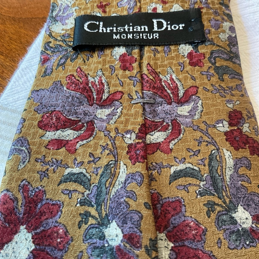 Vintage Christian Dior Monsieur Silk Floral Print Tie - Picture 2 of 8